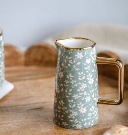 Gold Accent White Flower Pitcher