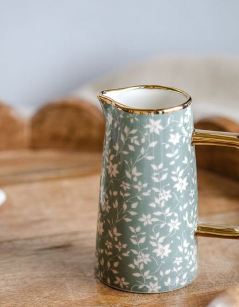 Gold Accent White Flower Pitcher