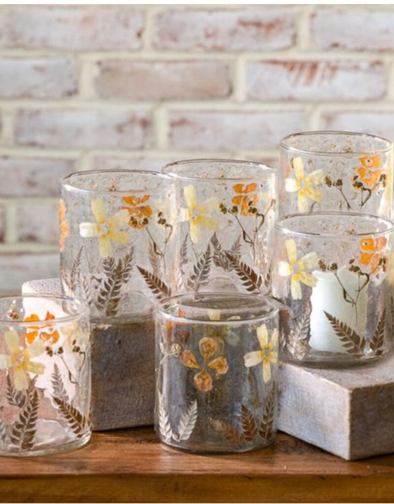 3.5" Dried Floral Leaf Glasses