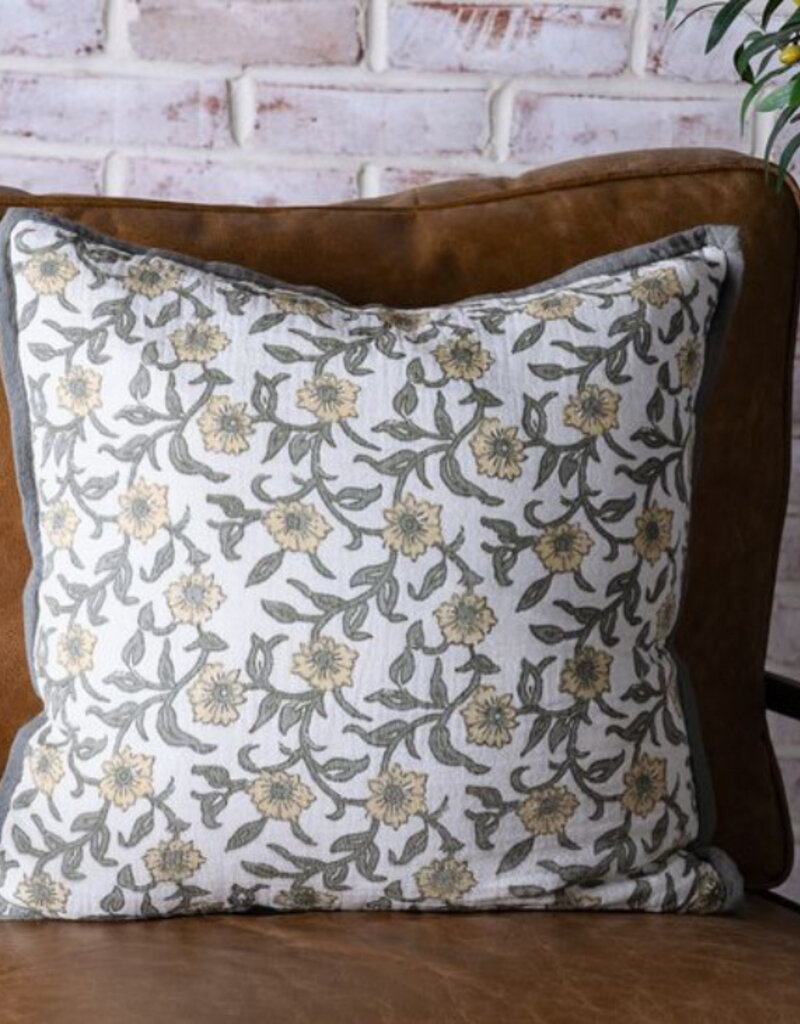 18" Sage & Yellow Primrose Pillow