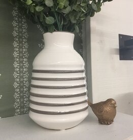 9" Grey/White Vase