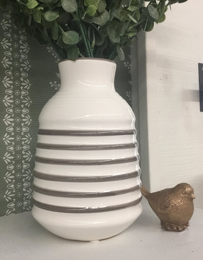 9" Grey/White Vase