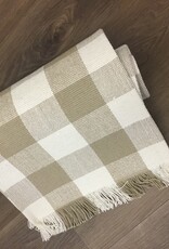 Flax Check Fringe Table Runner, 108"