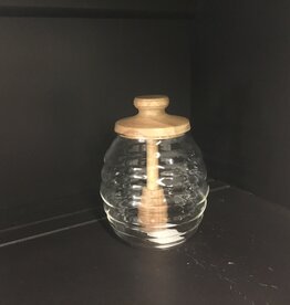 4" Round Honey Jar w/wood Dipper