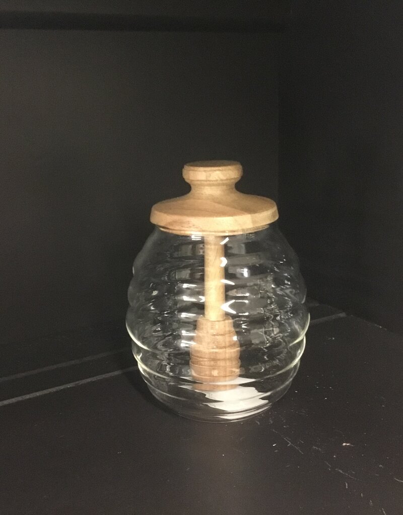 4" Round Honey Jar w/wood Dipper