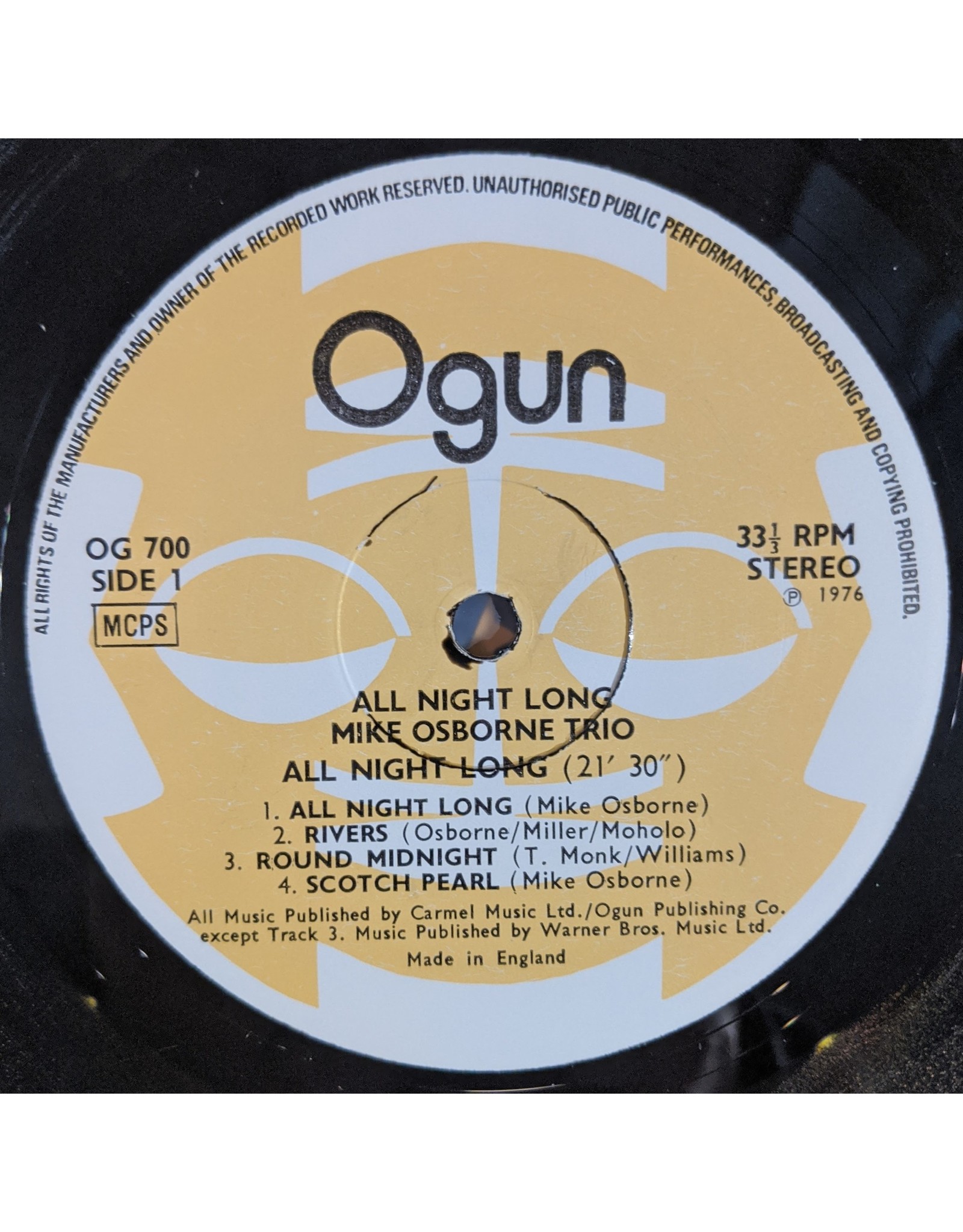 USED: Mike Osborne Trio: All Night Long LP