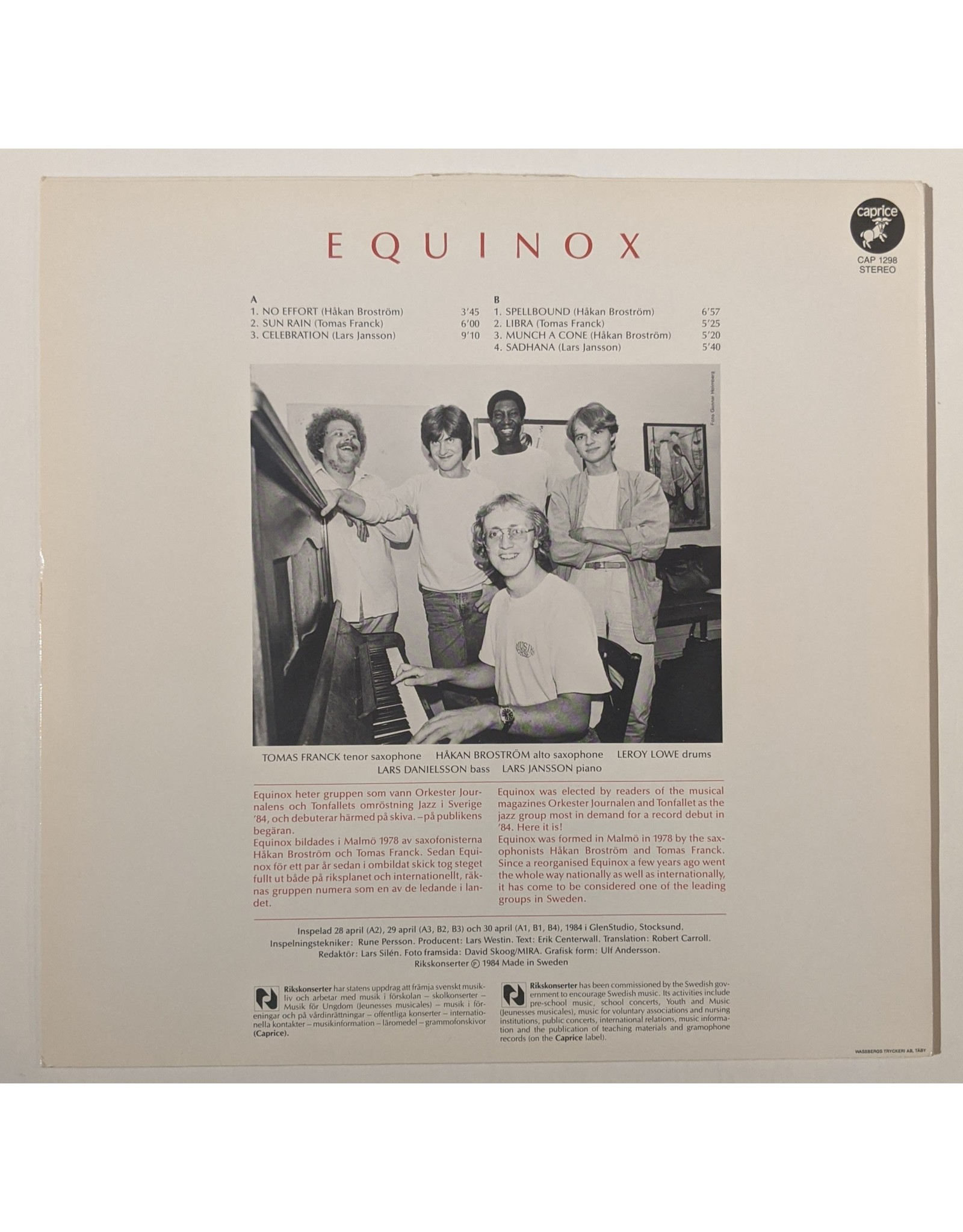 USED: Equinox: Jazz / Sverige 84 LP