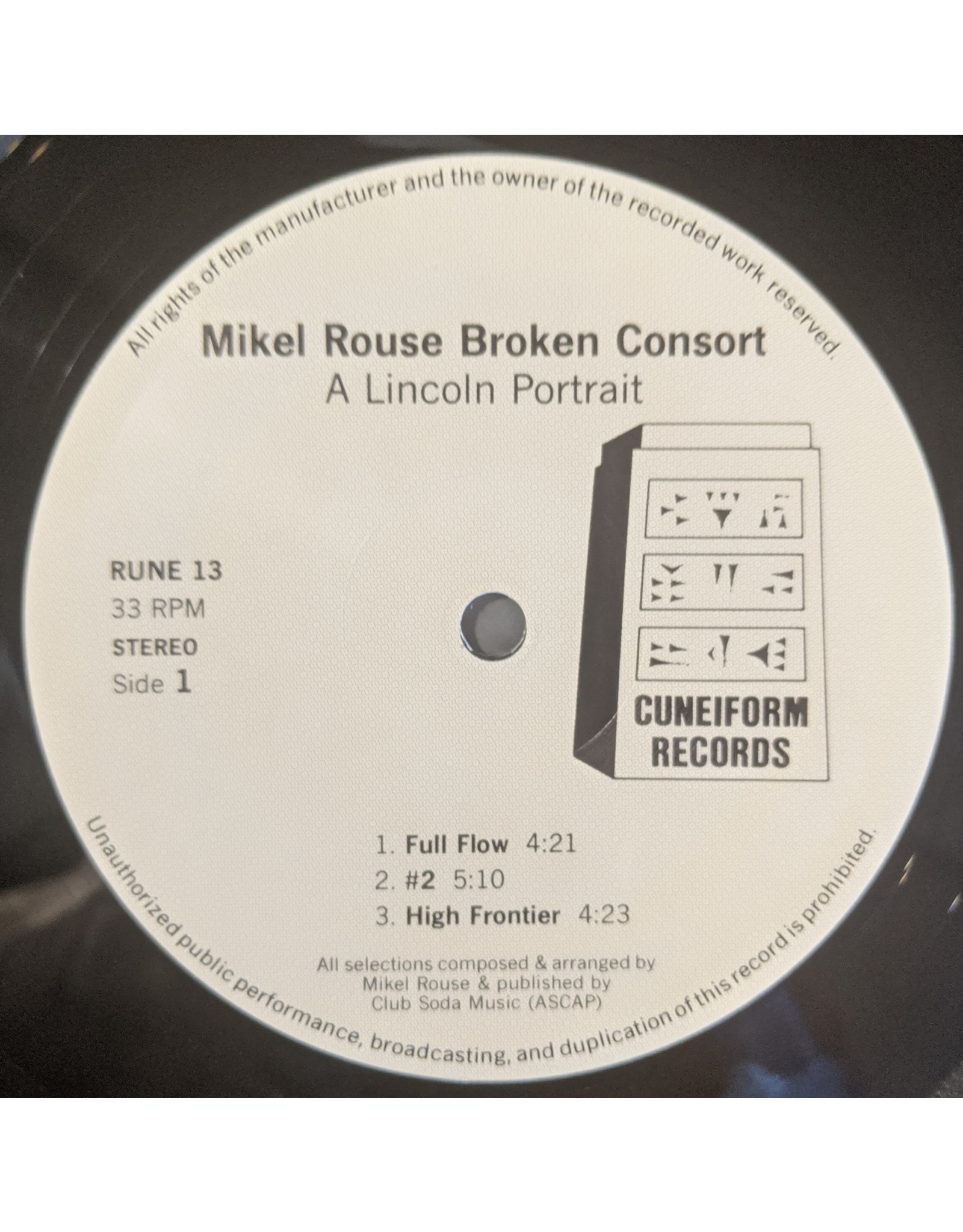 USED: Mikel Rouse Broken Consort: A Lincoln Portrait LP