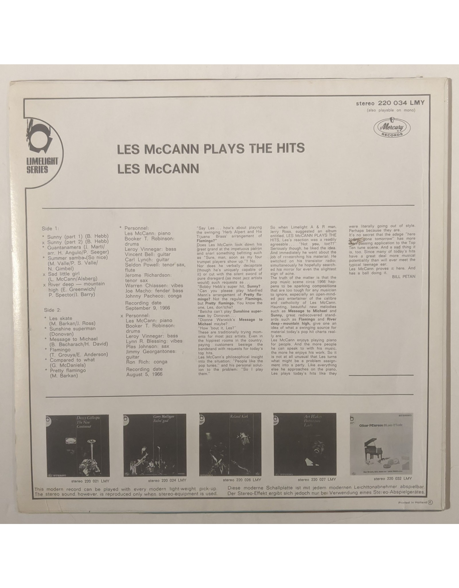 USED: Les McCann: Plays the Hits LP