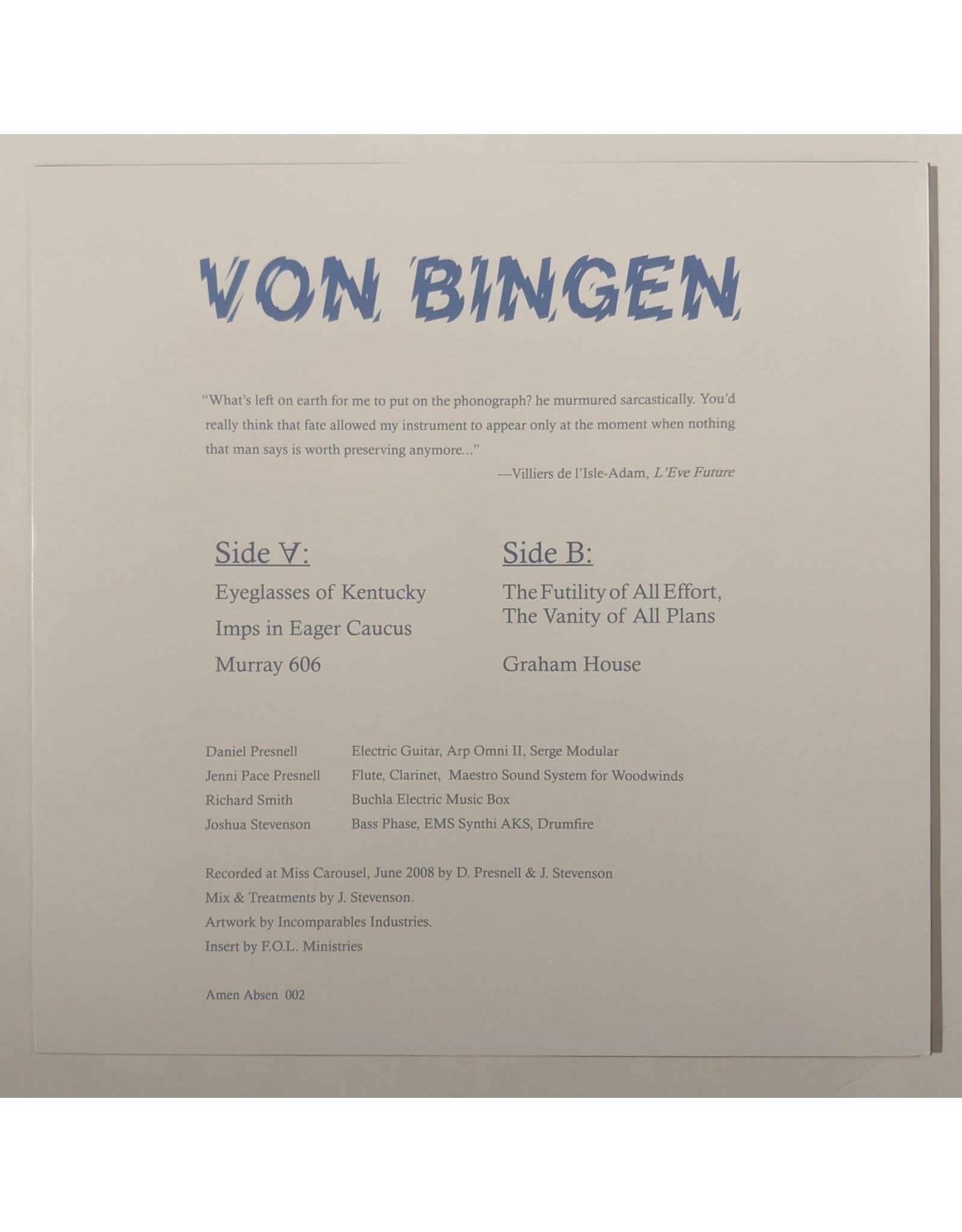 USED: Von Bingen: s/t LP