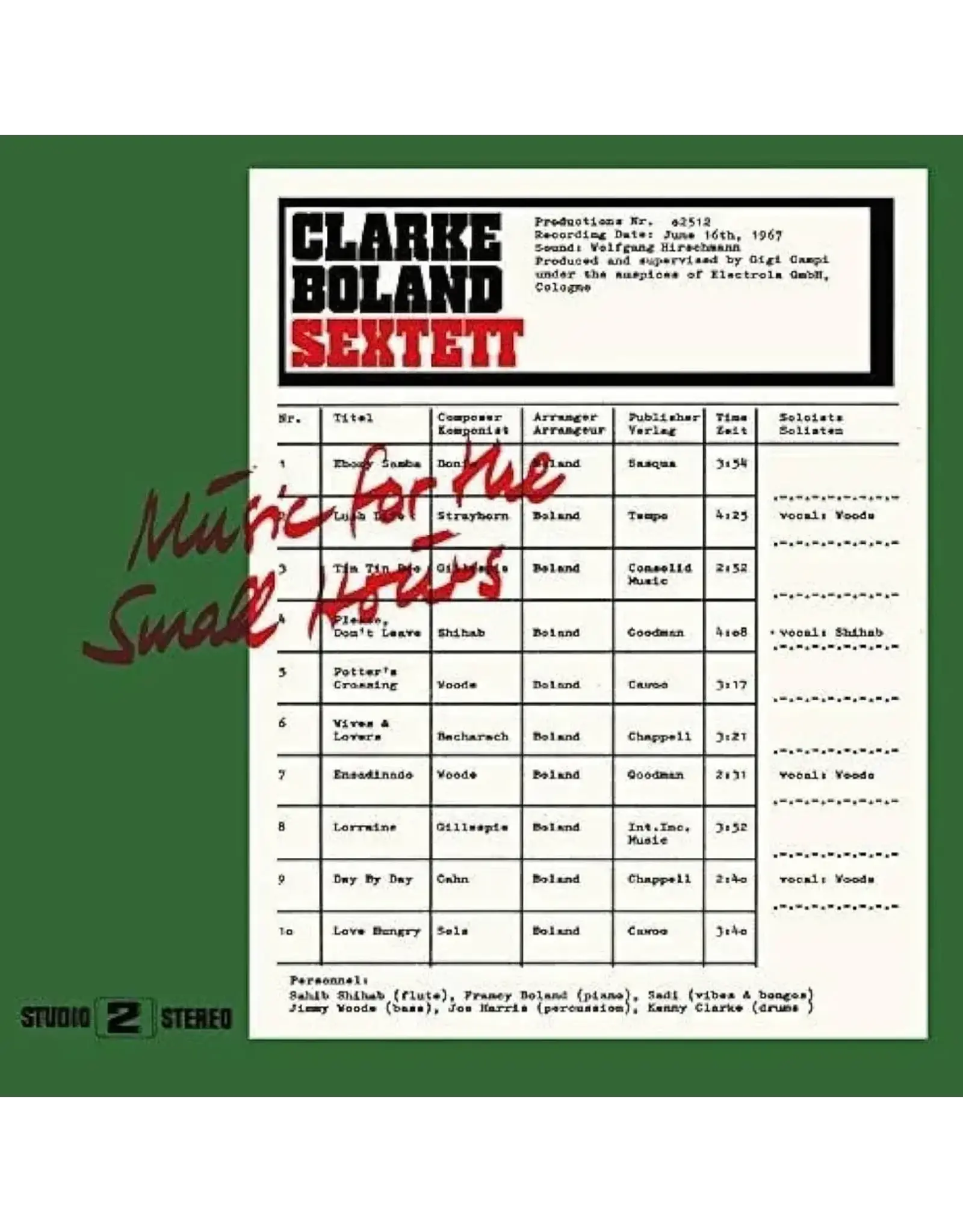 P-Vine Clarke-Boland Sextett: Music for the Small Hours LP