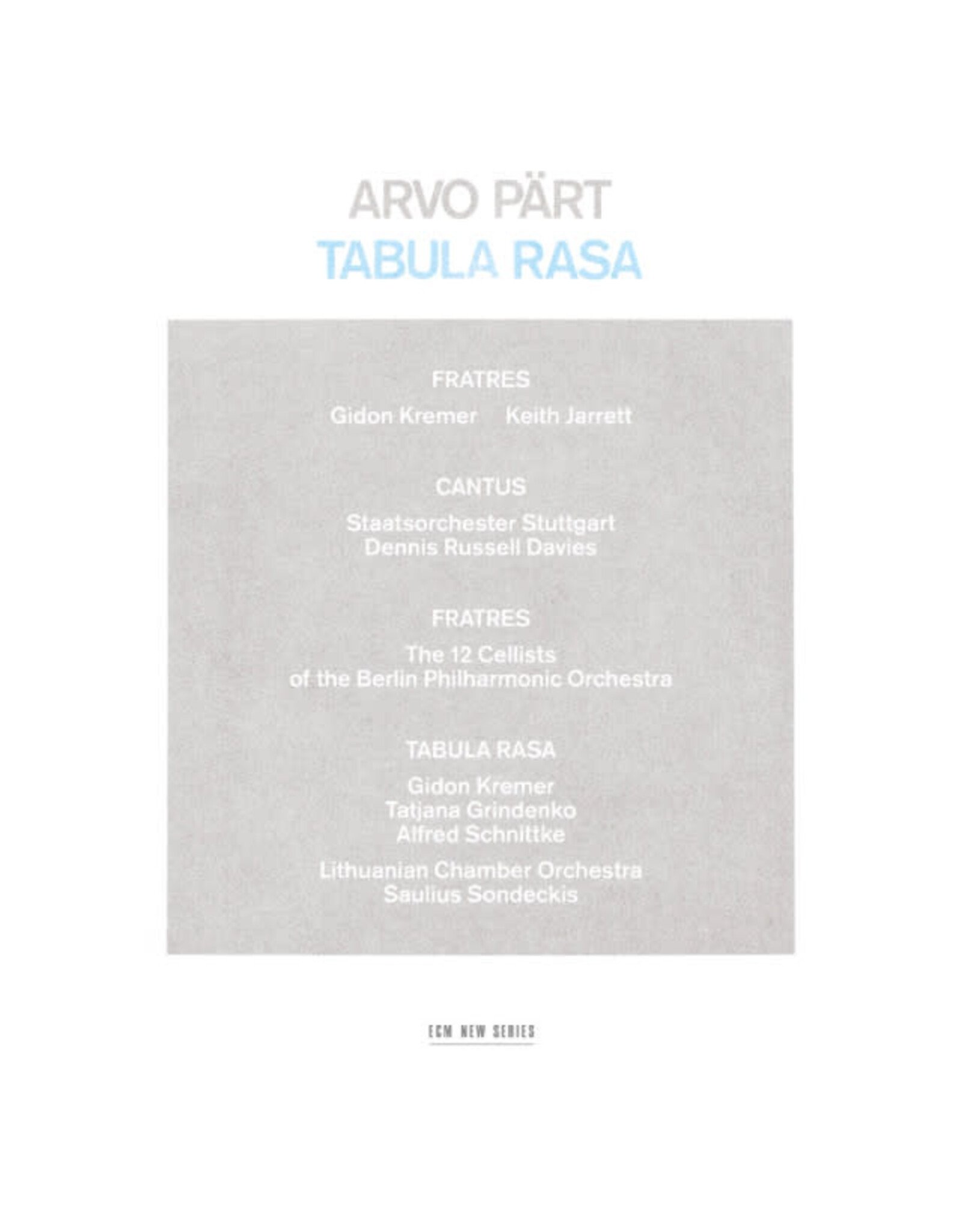 ECM Part, Arvo: Tabula Rasa LP