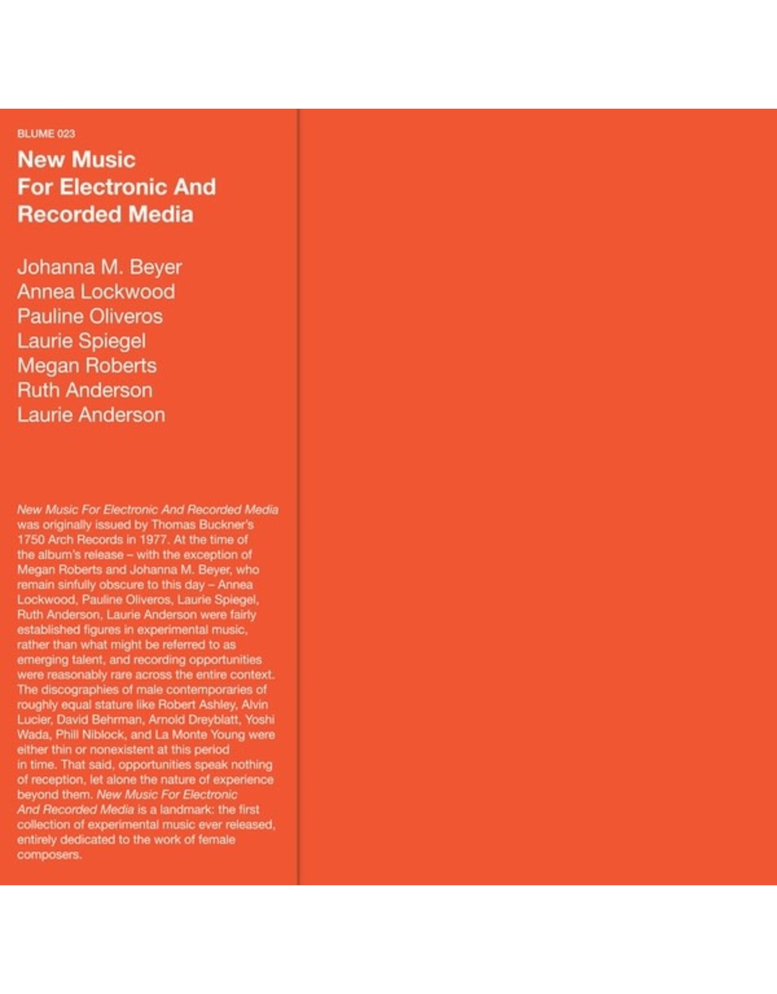 Blume Various: New Music For Electronic and Recorded Media LP
