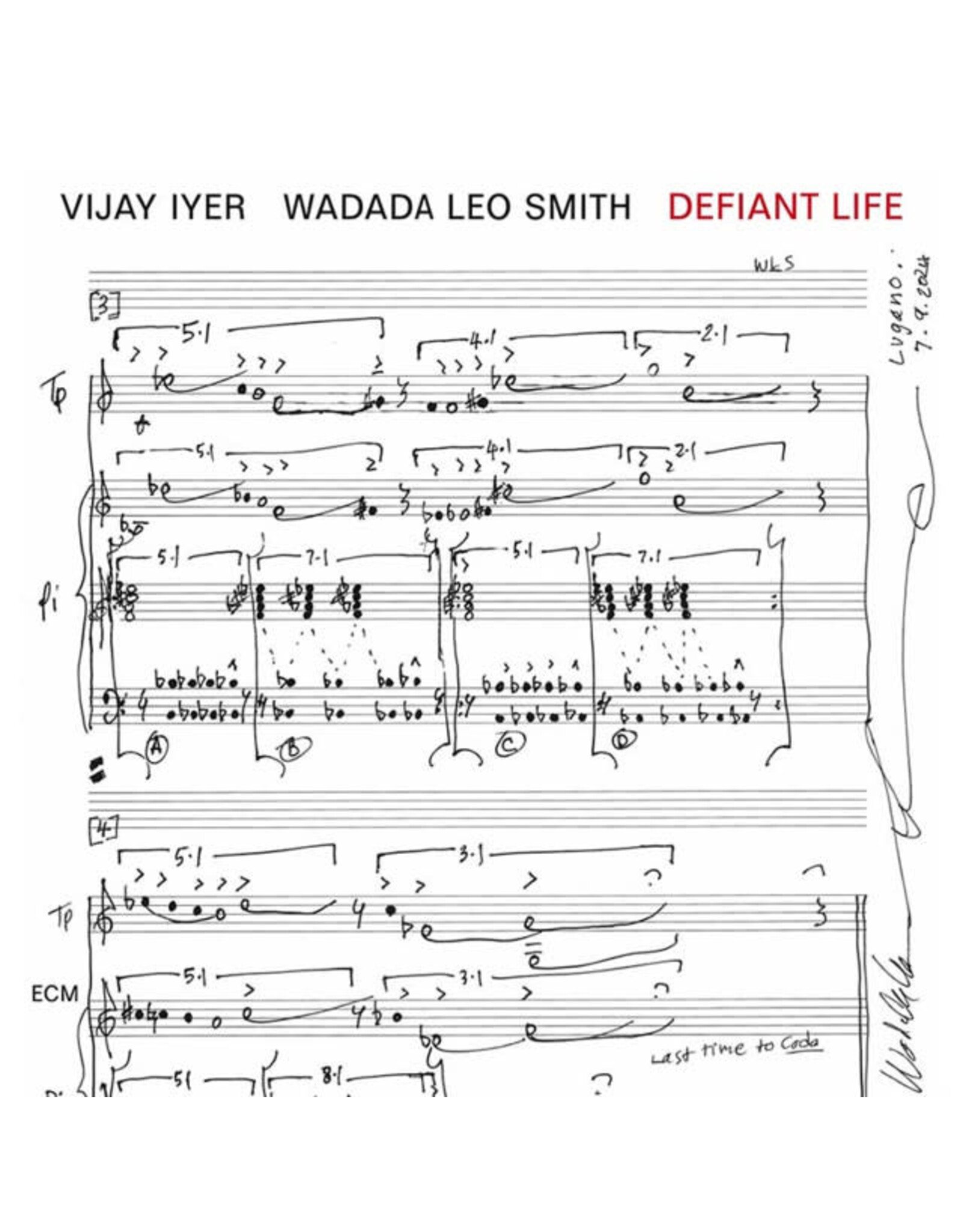 ECM Iyer Vijay / Wadada Leo Smith: Defiant Life LP