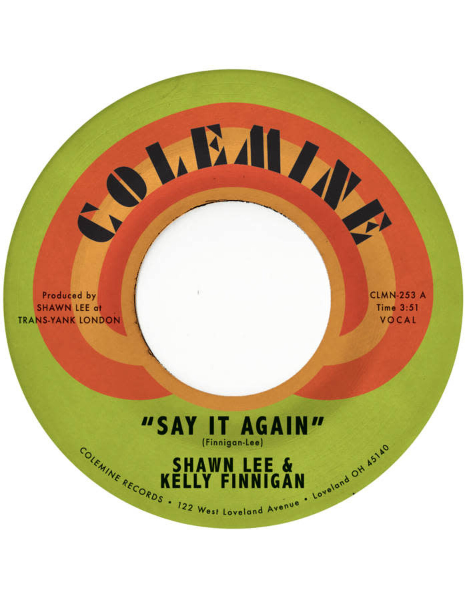 Colemine Lee, Shawn & Kelly Finnigan: Say It Again/Harpsichord Rock (coke bottle clear vinyl) 7"