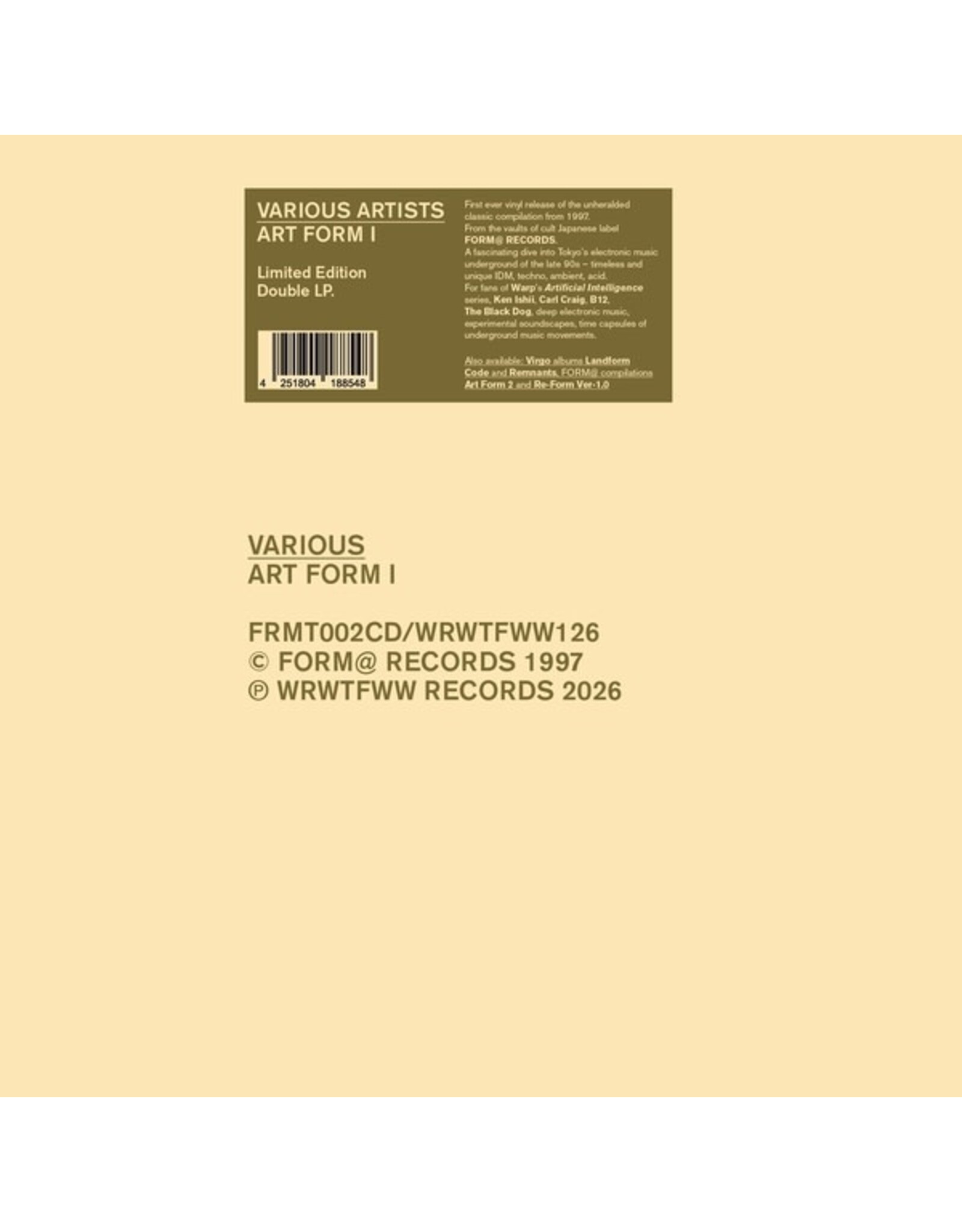 WRWTFWW Various: Art Form I LP