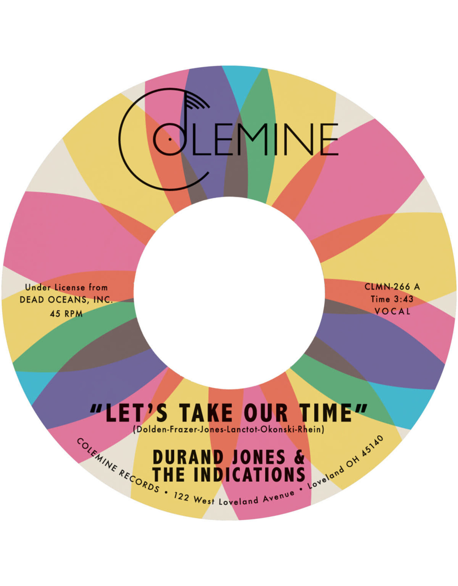Colemine Jones, Durand & The Indications: Let's Take Our Time/Flower Moon (random coloured vinyl) 7"