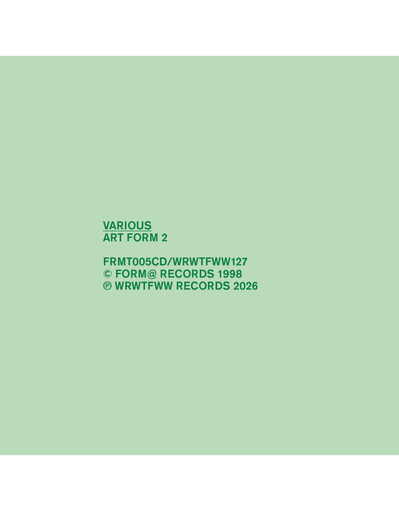 WRWTFWW Various: Art Form 2 LP