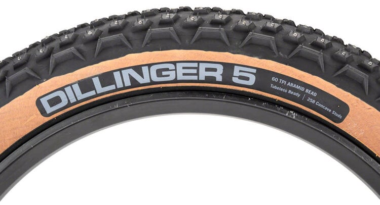45NRTH Dillinger 5 Tire 26 x 4.6 Tubeless Tan 60tpi w/258 Carbide Studs