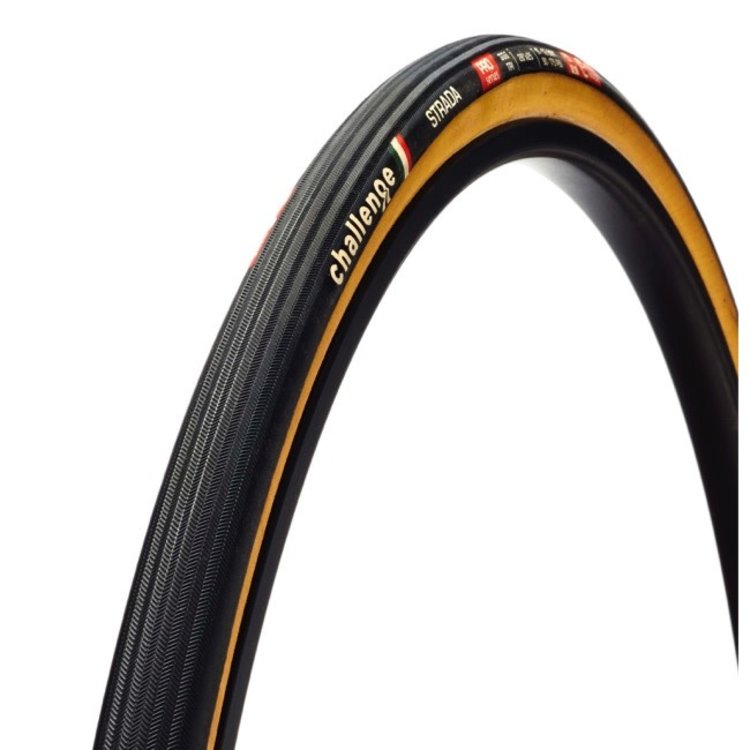 Challenge Strada Pro Tire TLR 700 x 25 Black/Tan Handmade