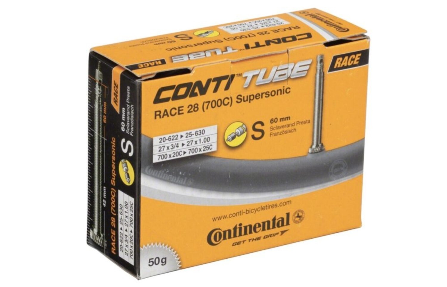 Conti Supersonic Tube 700 x 20 25C. 50g Chain Reaction Bicycles Chain Reaction Bicycles Inc