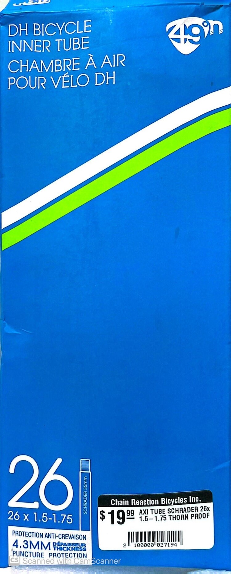 AXI TUBE SCHRADER 26x 1.5-1.75 THORN PROOF