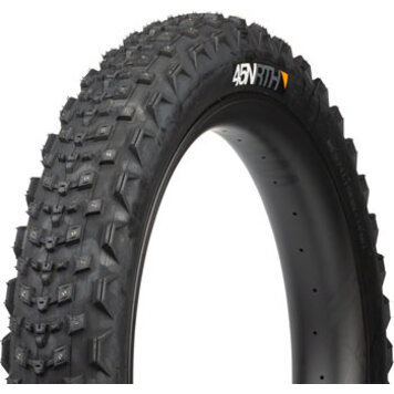 45NRTH 45NRTH Dillinger 4 Tire - 27.5 x 4.0, Tubeless, Folding, Black, 120 TPI, 168 Large Concave Carbide Aluminum Studs