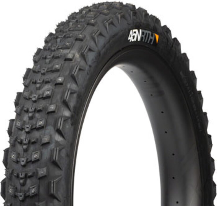45NRTH 45NRTH Dillinger 4 Tire - 27.5 x 4.0, Tubeless, Folding, Black, 120 TPI, 168 Large Concave Carbide Aluminum Studs