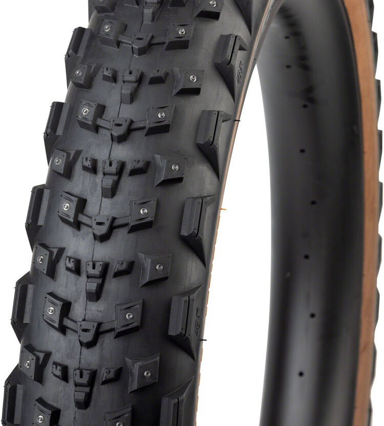 45NRTH 45NRTH Dillinger 4 Tire - 27.5 x 4.0, folding, Tan, 60TPI, 168 Large Concave Carbide Aluminum Studs