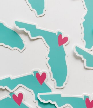 Declaration & Co. Teal Florida Heart Sticker