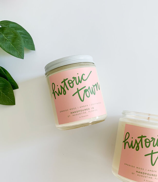 Historic Town Script Candle