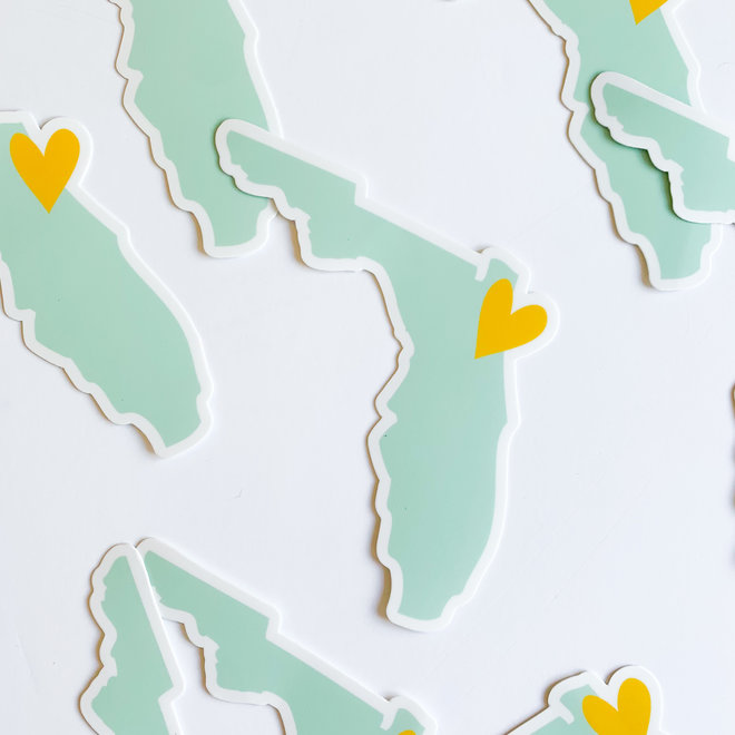 Mint & Yellow Florida Heart Sticker
