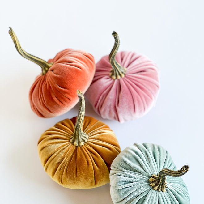 Handmade Sage Velvet Pumpkin