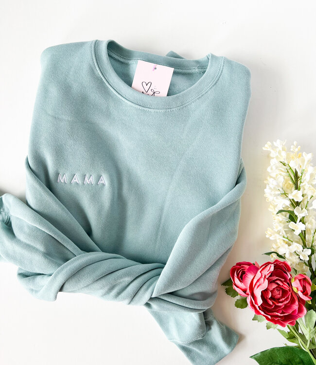 Declaration & Co. Mama Embroidered Blue Pullover