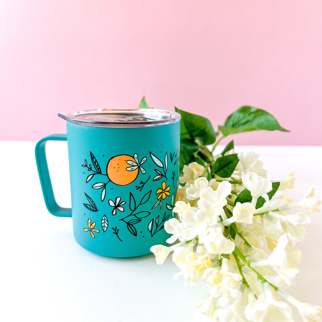 Teal Orange Blossom To-go Mug