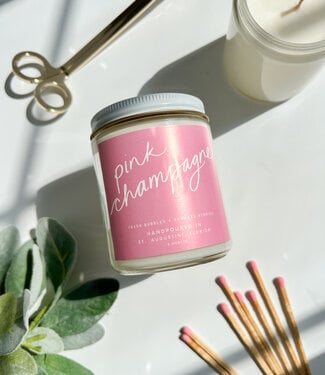 Declaration & Co. Pink Champagne Script Candle