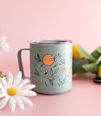 Declaration & Co. Teal Orange Blossom To-go Mug