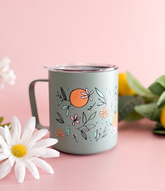 Declaration & Co. Teal Orange Blossom To-go Mug
