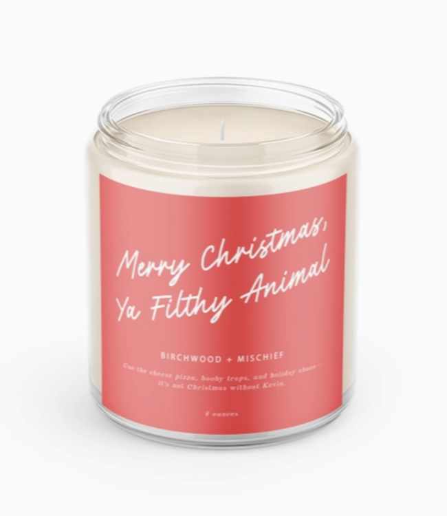 Declaration & Co. Merry Christmas Ya Filthy Animal Script Candle