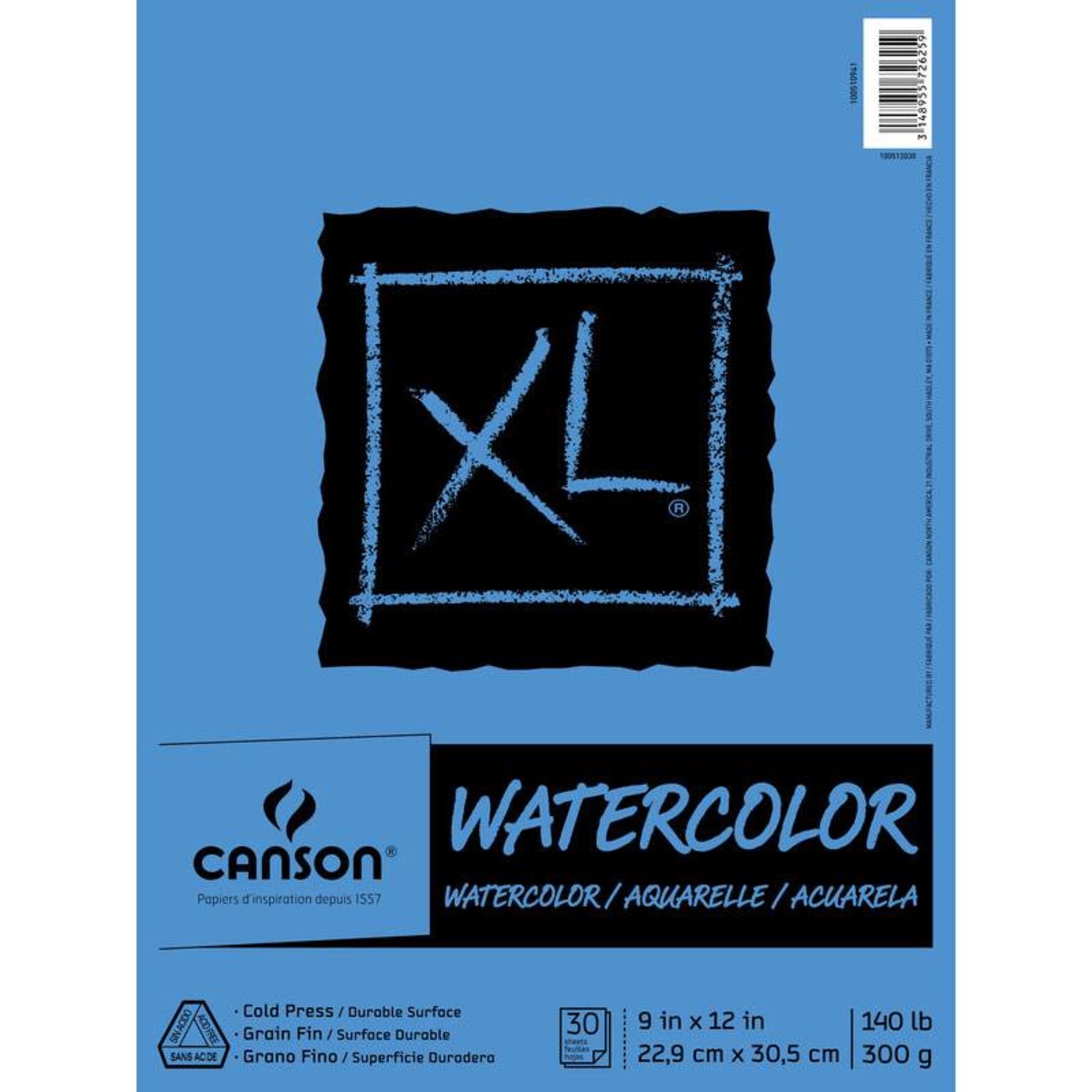 CANSON CANSON XL WATERCOLOUR PAD 140LB 9X12 TAPE BOUND 30/SHEET