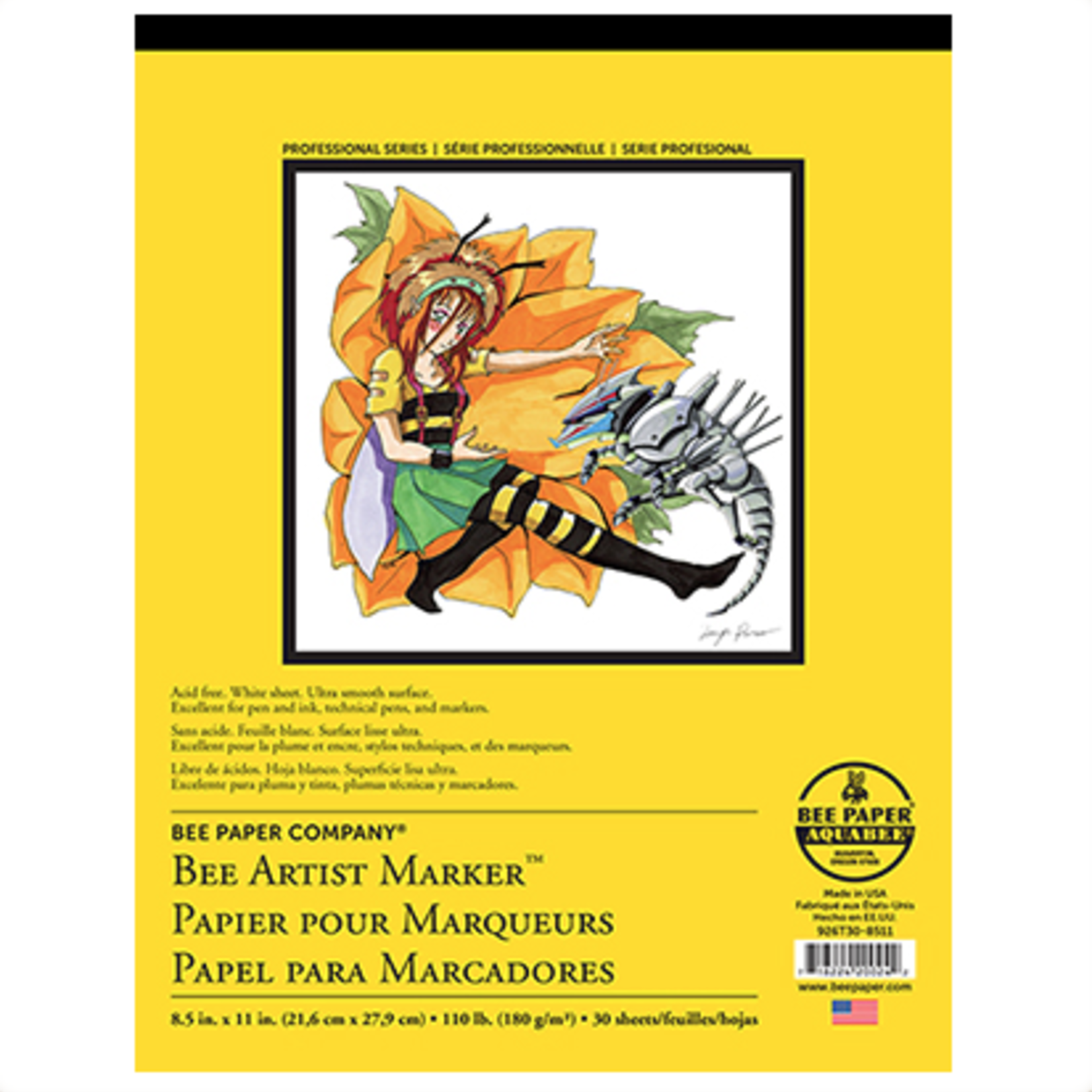 BEE PAPER BEE PAPER ARTIST MARKER PAD 8.5X11 110LB  30SHT