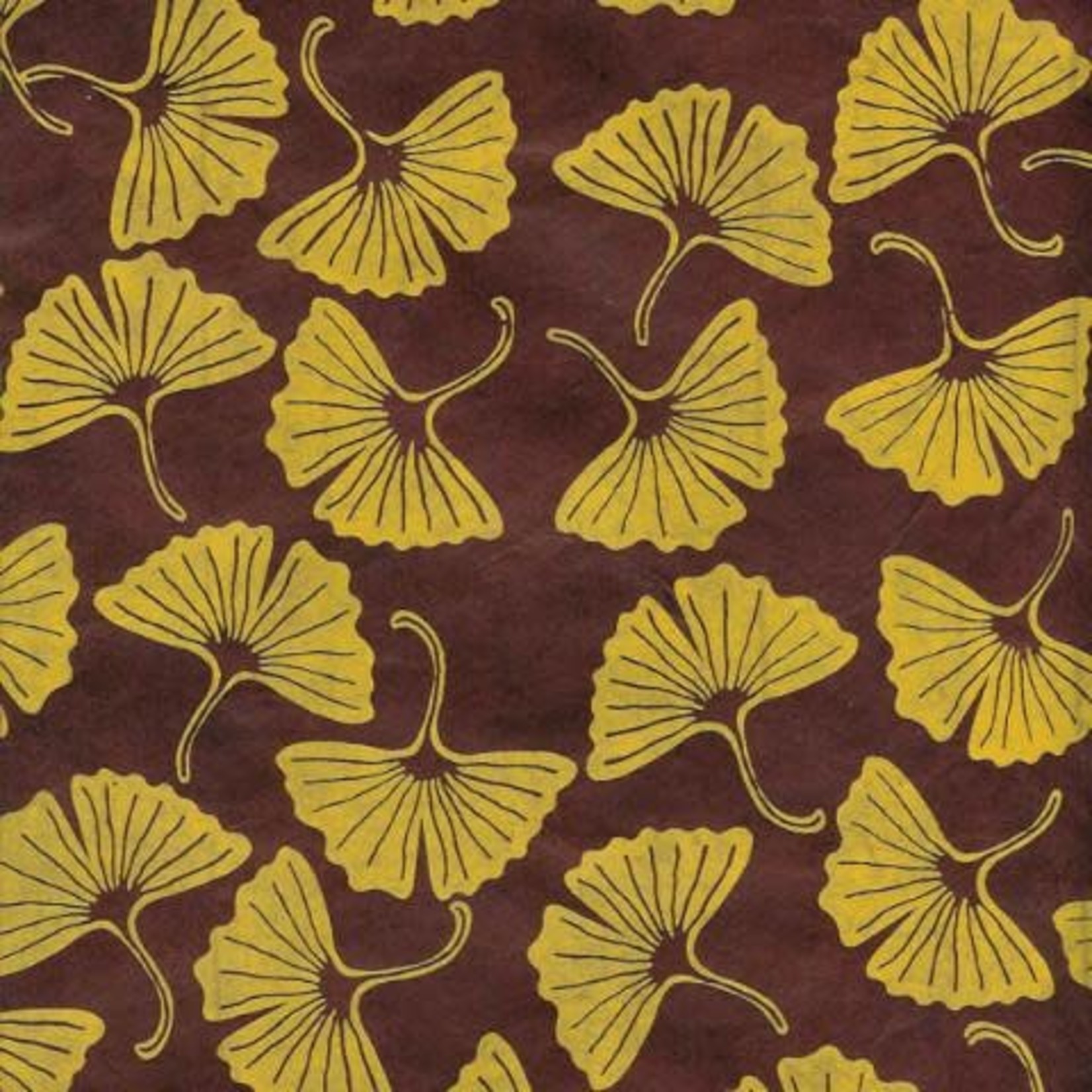 PAPER CONNECTION LOKTA PAPER 20X30 YELLOW GINGKO ON CHOCOLATE