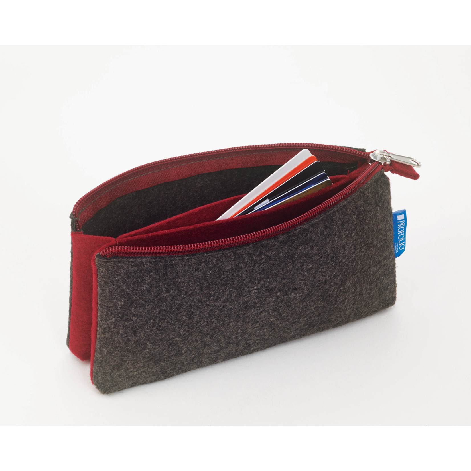 ITOYA PROFOLIO MIDTOWN POUCH CHARCOAL/MAROON 5X9