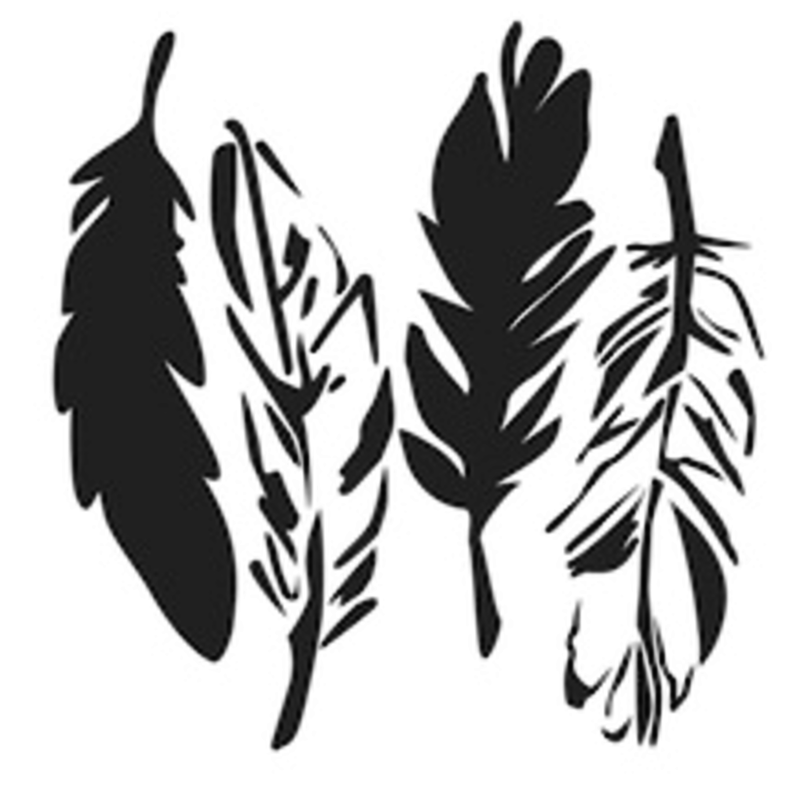 THE CRAFTERS WORKSHOP STENCIL 6X6 TCW405S MINI 4 FEATHERS