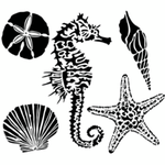 THE CRAFTERS WORKSHOP STENCIL 6X6 TCW496S MINI SEA CREATURES