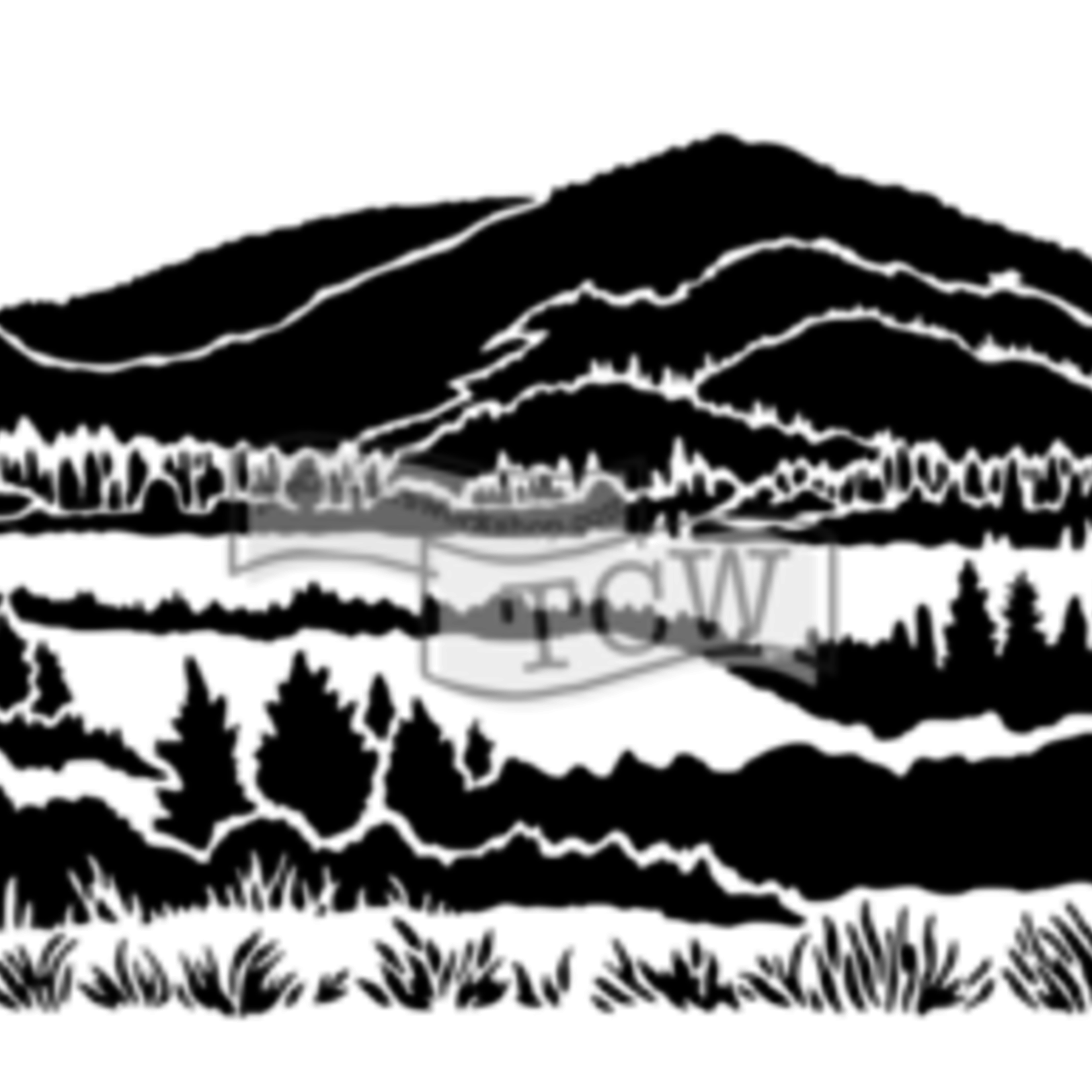 THE CRAFTERS WORKSHOP STENCIL 6X6 TCW574S MINI MOUNTAIN VIEW