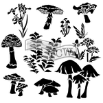 THE CRAFTERS WORKSHOP STENCIL 6X6 TCW578S MINI WHIMSICAL SHROOMS