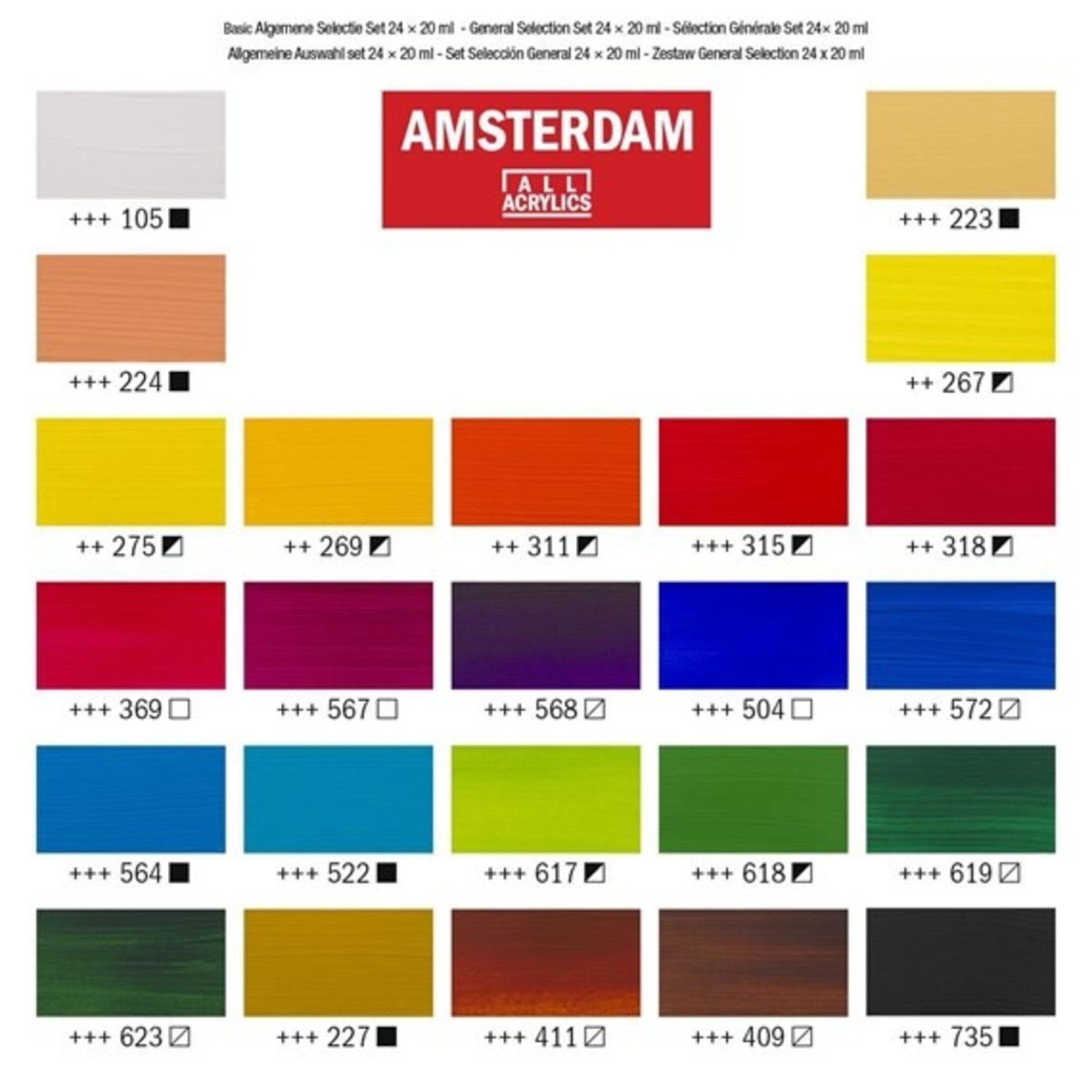 AMSTERDAM AMSTERDAM ACRYLIC 4OZ SET/24 GENERAL SELECTION