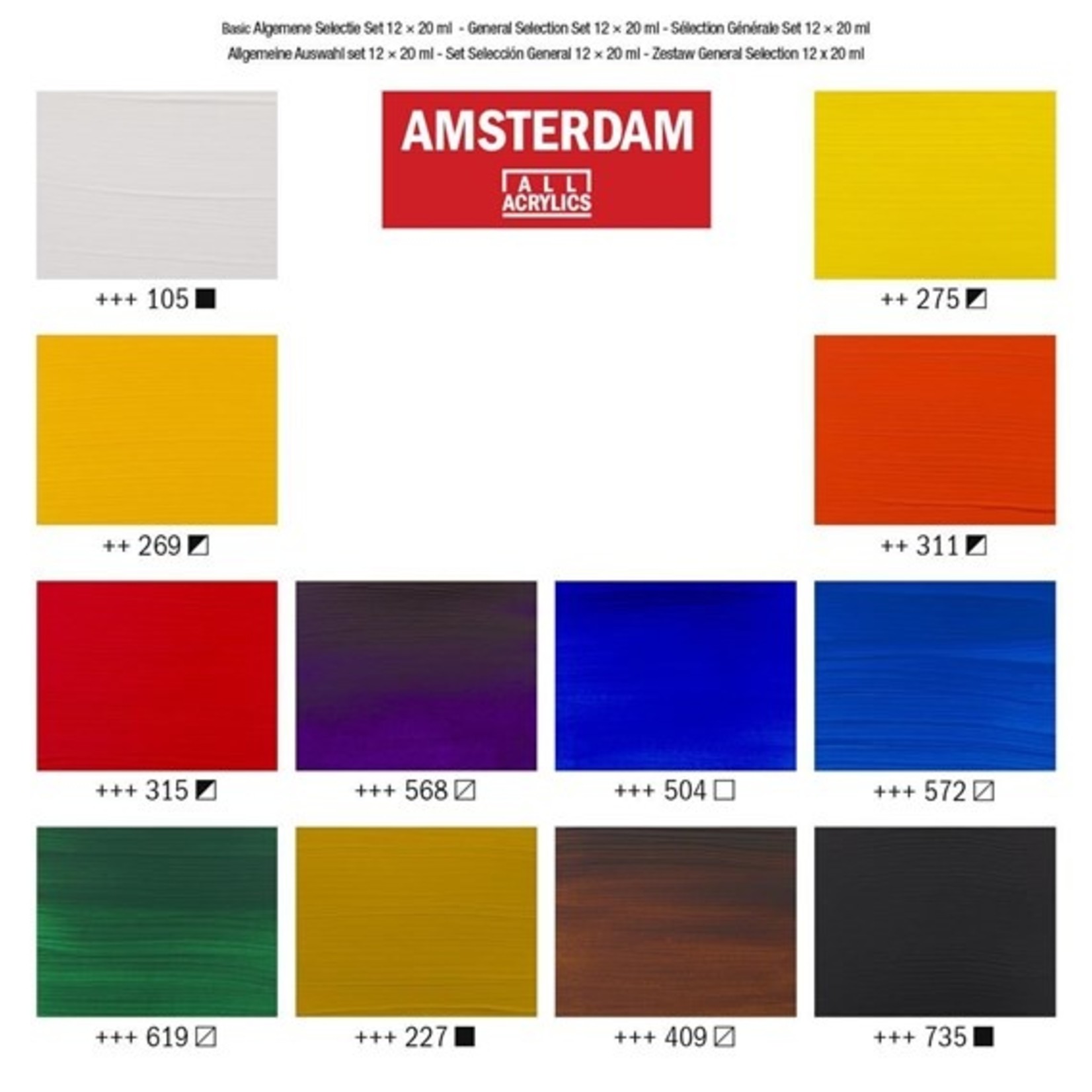 AMSTERDAM AMSTERDAM ACRYLIC 20ML SET/12 GENERAL SELECTION