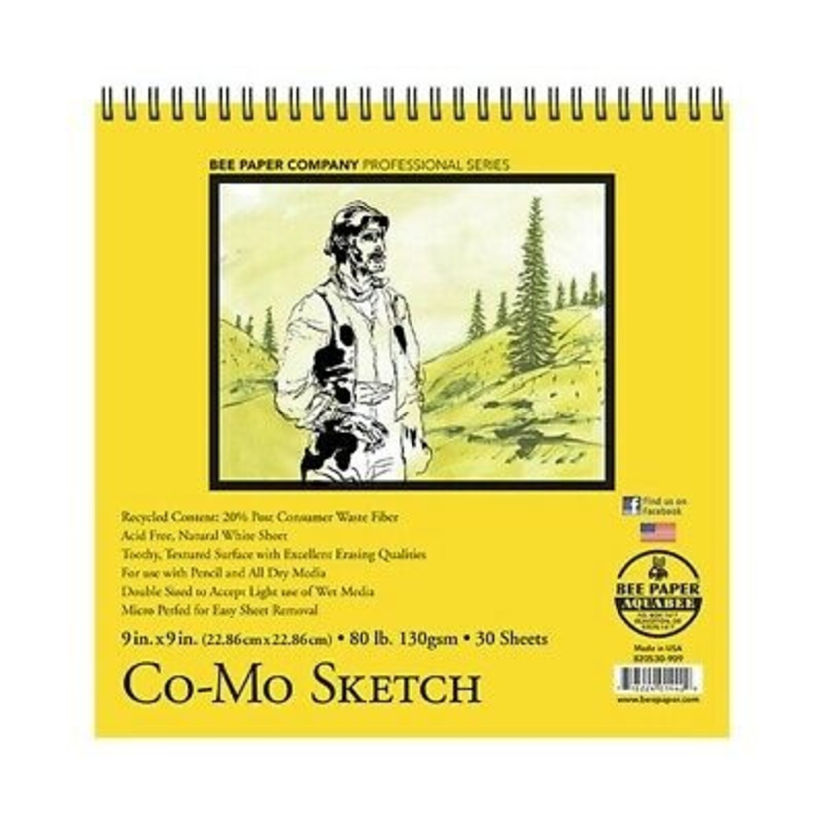 BEE PAPER BEE PAPER CO-MO HEAVYWEIGHT SKETCH BOOK 9X9 30/SHT